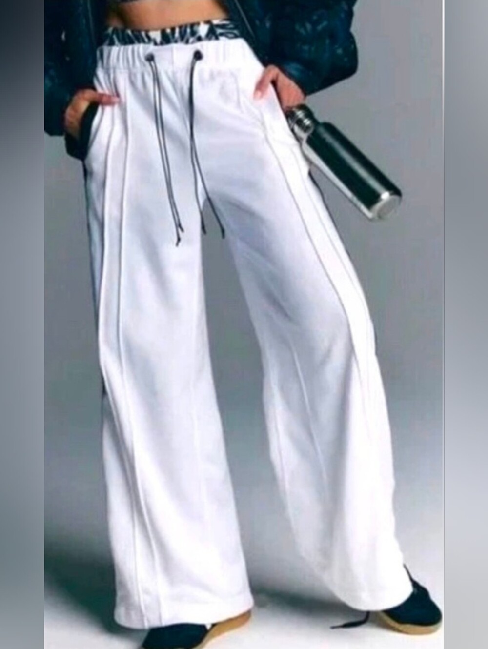 FP Movement Fineline Wide Leg Track Pants White Black Size Small